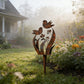 🌿 Rustieke Metalen Tuinpaal met Vogel- en Bloemmotief – Decoratief voor Tuin en Pad ✨