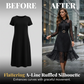 👗 Midi Jurk met Stippen en Striksluiting – Elegante A-lijn Pasvorm met Parelriem ✨