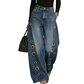 👖 Damesjeans met Wijde Pijpen & Metalen Oogjes – Trendy, Comfortabel en Opvallend ✨