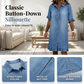 Denim jurk met losse pasvorm en ruches