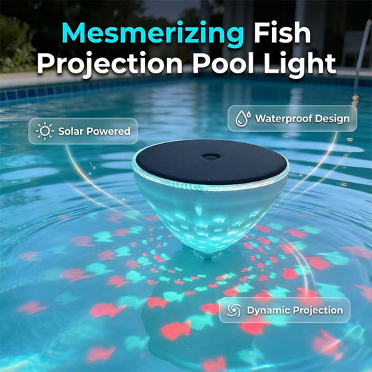 🐟✨ Drijvende Zwembadverlichting op Zonne-energie – Magische Visprojecties voor Avonden bij het Water 🌙