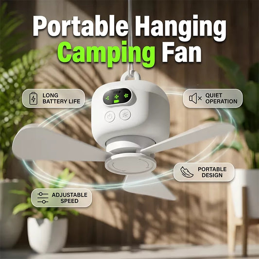 🏕️ Oplaadbare Ventilatorlamp – Licht en Verkoeling voor Binnen & Buiten 💡🌬️