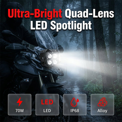 🏍️ High-Power Quad-Lens Motor LED Spotlight – Krachtige Verlichting voor Nachtelijke Ritten 🔥