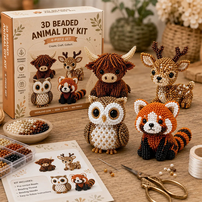 🏆 3D Knutselpakket voor Kinderen – Kleine Dieren van Kralen, Creatief & Leuk ✨🧵