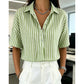 👚 Dames Gestreepte Blouse met Korte Mouwen – Casual & Tijdloos ✨