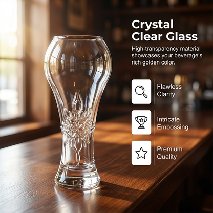 🍻 Ornate Embossed Bierglas – Perfect voor Koude Dranken & Gezellige Avonden ✨