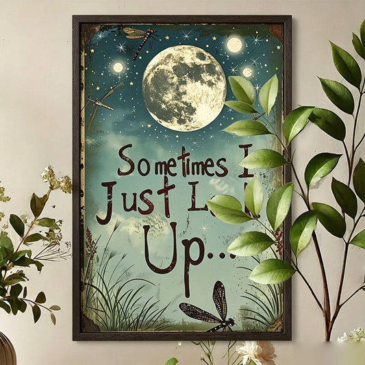 🌙✨ Retro Houten Wanddecoratie met Maan & Libelle – Sfeervol en Tijdloos 🦋