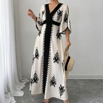 🔥 50K+ VERKOCHT 💙 V-hals Maxi Jurk – Elegante Zomerstijl ✨