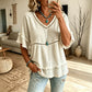🌸 Elegante Dames Blouse met V-hals & Ruchemouwen – Luchtig, Comfortabel en Flatterend ✨