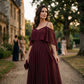 👗 Dames Elegante Off-Shoulder Maxi-jurk met Vloeiende Rok — Zomerse Stijl, Nu Verkrijgbaar! 🌸
