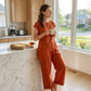 ✨ Dames 2-Delige Set – Asymmetrische Top & Wijde Broek, Comfortabel en Lichtgewicht 👗