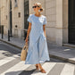 👗 Elegante Midi Jurk – Comfortabele Mixstof & Moderne Asymmetrische Pasvorm