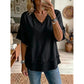 🌸 Elegante Dames Top met V-hals – Luchtige Stof & Comfortabele Losse Pasvorm ✨
