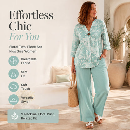 ✈️ Comfortabele Zomer Set Voor Dames – Luchtige Print Top Met Wijde Broek Voor Vakantie En Dagelijks Gebruik