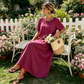 🌸 Elegante Dames Maxi Jurk – Korte Mouwen & Knoopsluiting voor een Comfortabele Pasvorm ✨