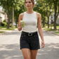 👖 Dames Casual Stretch Shorts Met Utility Zakken – Comfortabel, Praktisch & Flatterend