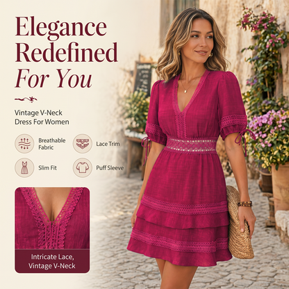 🌸 Elegante Damesjurk met V-hals – Luchtig, Vrouwelijk & Perfect voor Zomerse Dagen ✨