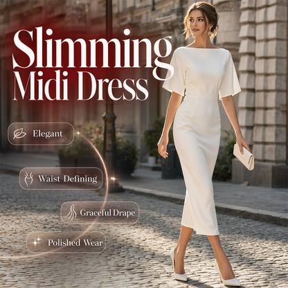 🌸👗 Nieuwe Collectie 2026 – Elegante Getailleerde Midi Jurk Met Flatterende Pasvorm