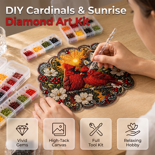 ✨ DIY Diamond Painting Hanger – Kardinalen Bij Zonsopgang | Complete Creatieve Set 🐦🌅