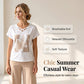 ✨ Casual 2-Delige Dames Set – V-Hals T-Shirt Met Cropped Broek | Comfortabel & Stijlvol