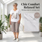 ✨ Casual 2-Delige Dames Set – V-Hals T-Shirt Met Cropped Broek | Comfortabel & Stijlvol