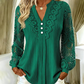 🌸 Elegante Dames Top Met V-Hals & Kanten Details – Comfortabele Lange Mouwen