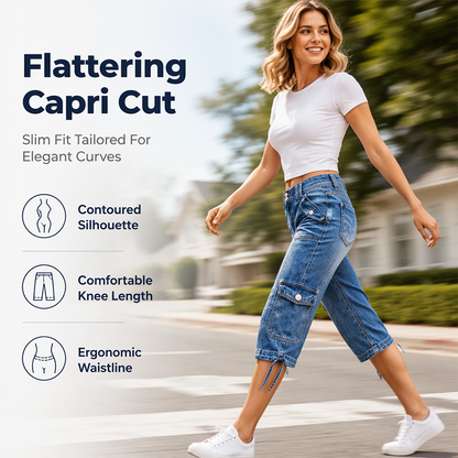 👖 Dames Capri Jeans Met Rechte Pijpen – Comfortabele Pasvorm & Tijdloze Stijl