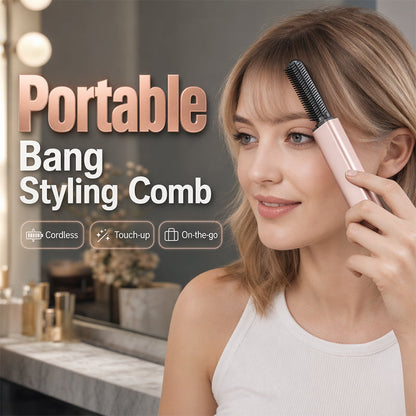 💇 LAATSTE DAG 50% KORTING! 💇‍♀️ Draadloze Mini Haarstyler met Kam – Handig voor Pony, Pluizig Haar en Snelle Touch-ups