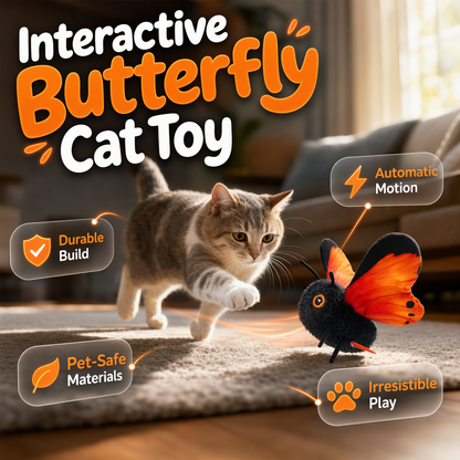 🐱 Interactief Bewegend Vlinderspeeltje voor Katten – Fladderende Vlinder, Stimuleert Jachtinstinct & Houdt Katten Actief 🦋