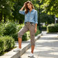 👖 Dames Cargo Capri Broek met Hoge Taille – Comfortabele Pasvorm, Praktische Zakken & Casual Stijl ✨