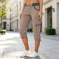 👖 Dames Cargo Capri Broek met Hoge Taille – Comfortabele Pasvorm, Praktische Zakken & Casual Stijl ✨