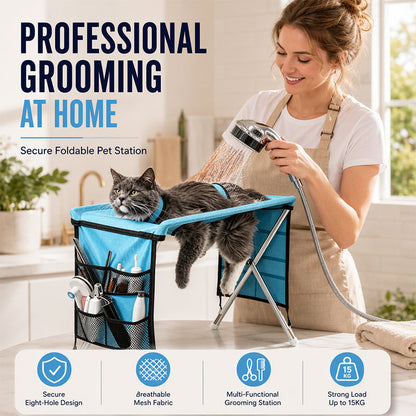 🐾 50% KORTING! Verzorgingsbed voor Kleine Honden – 2-in-1 Tafel & Hangmat voor Knippen, Wassen en Borstelen ✨