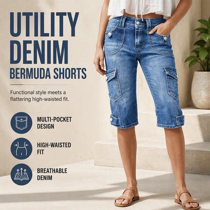 ZOMER SALE 52% KORTING 👖 Denim Cargoshort voor Dames – Comfortabel, Praktisch & Makkelijk te Combineren ✨
