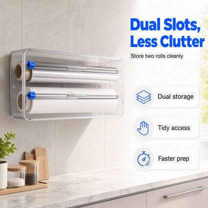 ✨ 2-in-1 Folieorganisator voor de Keuken – Met Dubbele Snijder voor Folie & Aluminiumfolie | Praktisch en Ruimtebesparend