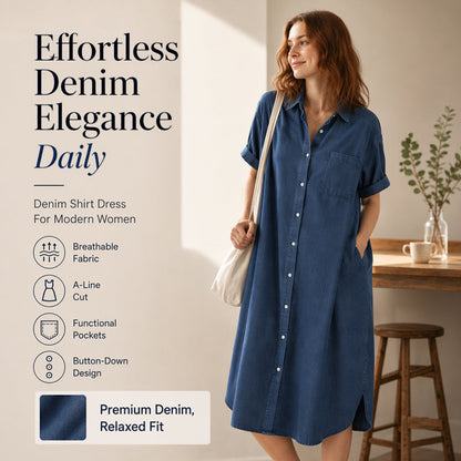 🔥 Bestseller is Terug! 👗 ZOMERUITVERKOOP – 70% KORTING! Tencel Denim Jurk voor Dames – Zacht, Slank & Comfortabel ✨