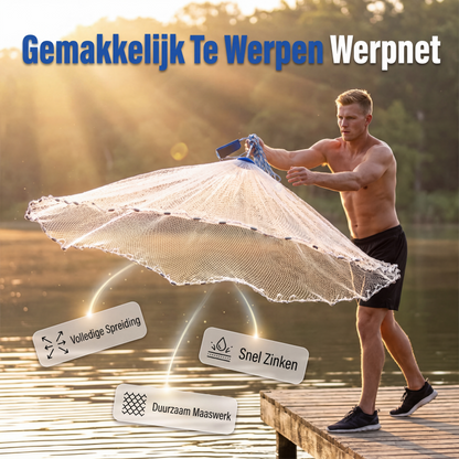🎣 TIJDELIJK 63% KORTING! Werpnet voor Zoet & Zout Water – Snel Zinkend, Makkelijk te Werpen & Gemaakt voor Regelmatig Gebruik | 16.800+ Verkocht