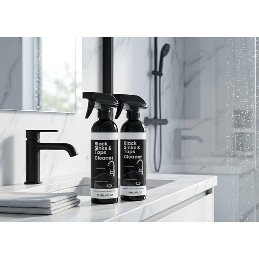 🚿 KOOP 2, KRIJG 1 GRATIS! Kalkreiniger Spray voor Zwarte Wastafels & Kranen – Verwijdert Hardnekkige Watervlekken & Kalk | Zonder Hard Schrobben ✨