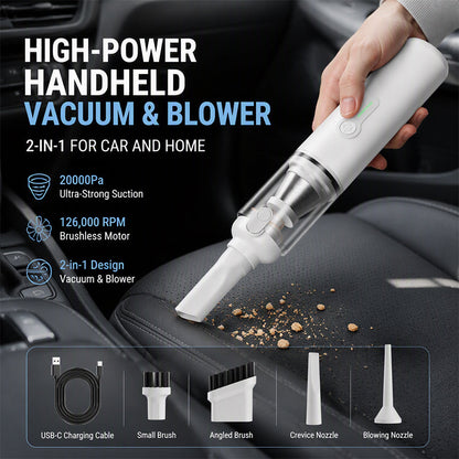 💨 43% KORTING – Compacte Handstofzuiger Zonder Snoer – Voor Kruimels, Stof & Vuil in Auto en Huis