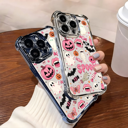 🎃 Halloween Telefoonhoesje – Transparant & Niet-Vergeelend | Schokbestendige Hoeken voor Extra Bescherming | Pompoen- & Spookdesign