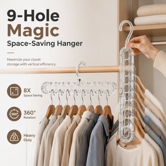 ⏳ 60% KORTING – Magische Kledinghanger met 9 Gaten | Slim Verticaal Ophangen & Ruimte Besparen | Voor Een Overzichtelijke Kledingkast