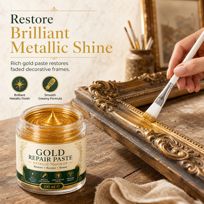 2+1 GRATIS – Goudkleurige Metallic Reparatiepasta met Kwastje – Voor het Bijwerken van Gouden Oppervlakken