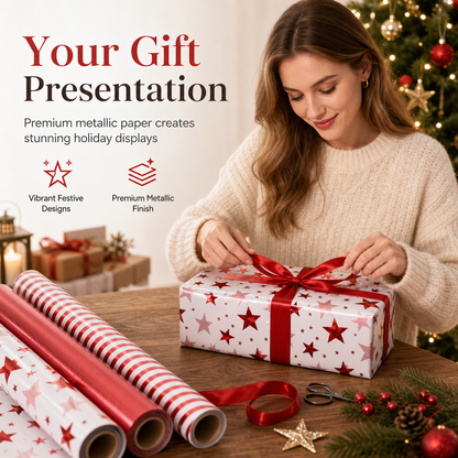 🎁 2+1 GRATIS! Maak elk cadeau extra bijzonder — feestelijk inpakpapier! ✨🎄🎁 Maak elk cadeau extra bijzonder — rol kerstinpakpapier