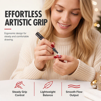 🎄💅 60% KORTING – Set van 6 Kerstnagellakpennen | Verschillende Kleuren voor Feestelijke Nail Art | Makkelijk Zelf te Gebruiken