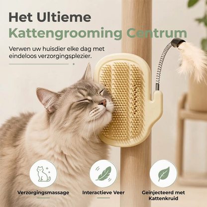 50% KORTING – 2-in-1 Zelfverzorgingshoek voor Huisdieren – Met Verenstok voor Spelen & Krabben