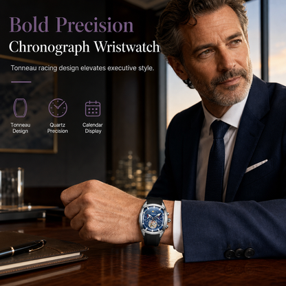 🕰️ Tonneau Herenhorloge met Skeleton Wijzerplaat | Chronograaf & Maanstand | Opvallend Design met Siliconen Band