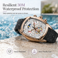 🕰️ Tonneau Herenhorloge met Skeleton Wijzerplaat | Chronograaf & Maanstand | Opvallend Design met Siliconen Band