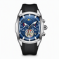 🕰️ Tonneau Herenhorloge met Skeleton Wijzerplaat | Chronograaf & Maanstand | Opvallend Design met Siliconen Band