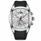 🕰️ Tonneau Herenhorloge met Skeleton Wijzerplaat | Chronograaf & Maanstand | Opvallend Design met Siliconen Band
