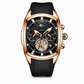 🕰️ Tonneau Herenhorloge met Skeleton Wijzerplaat | Chronograaf & Maanstand | Opvallend Design met Siliconen Band