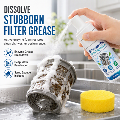 🧼 2+1 GRATIS – Enzymatisch Reinigingsschuim voor Vaatwasserfilters – Helpt Vet & Voedselresten Los te Maken – Voor Eenvoudig Filteronderhoud